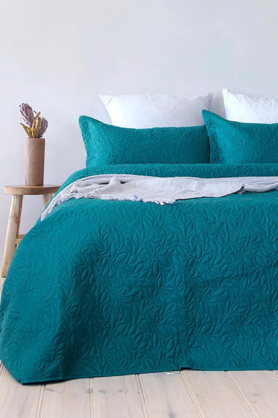 Botanica Embossed Coverlet Set - Teal